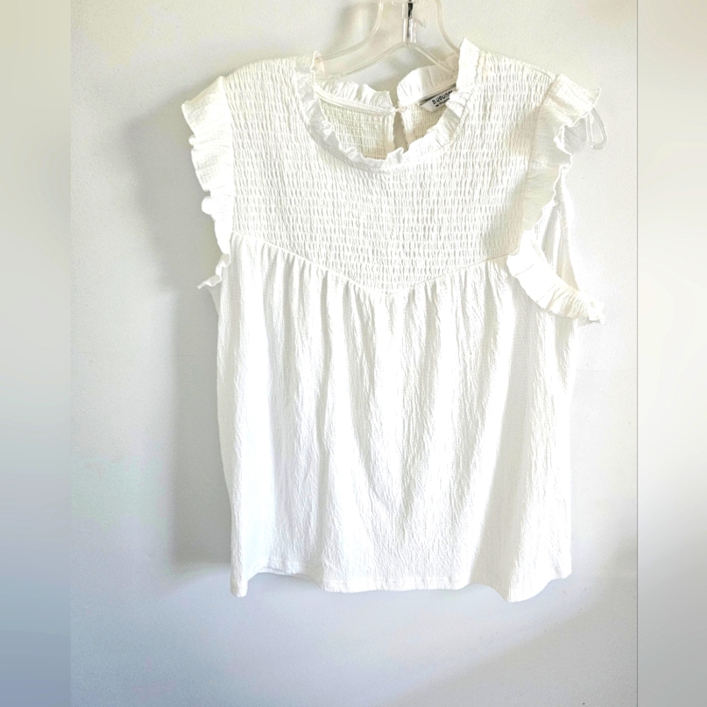 B.  Young Smocked Ruffle Tank Top